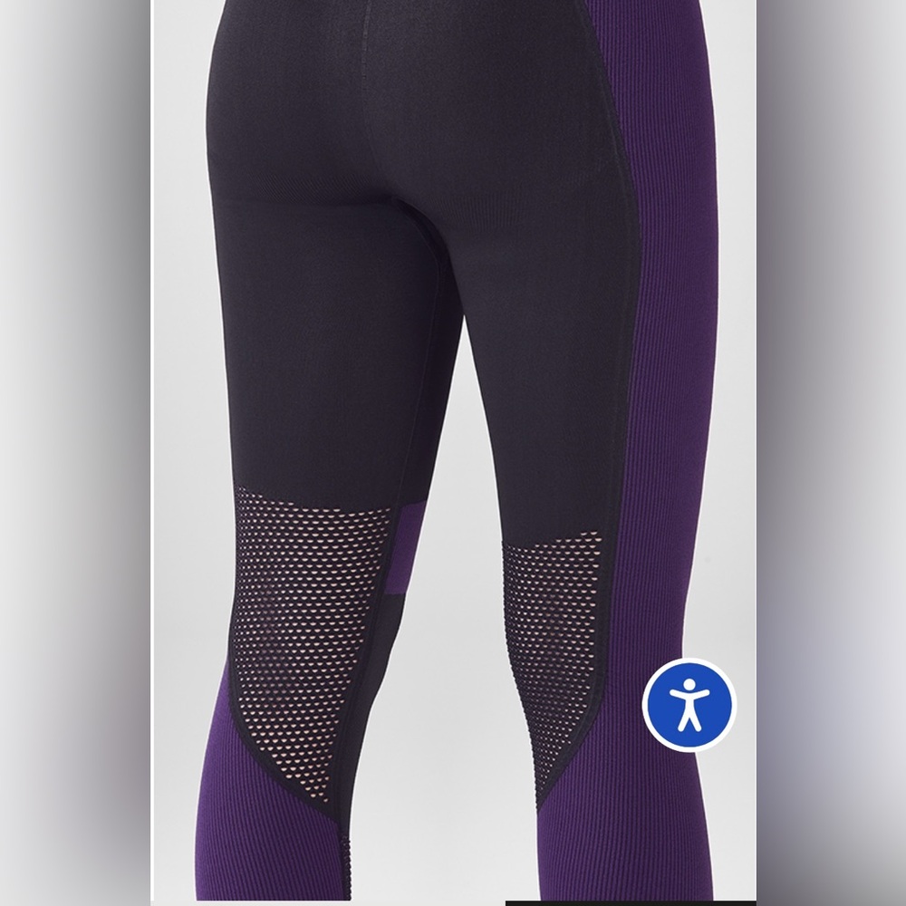Fabletics Demi Lovato High-Waisted Seamless Rib Black and Purple Legging Size L - Picture 2 of 11